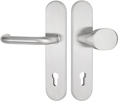 Schutzwechselgarnitur Serie BASIC 01 Edelstahl matt, außen feststehender Knauf /Produkte / Edelstahl