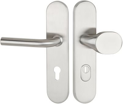 Schutzwechselgarnitur Serie BASIC 03 Edelstahl matt, außen feststehender Knopf /Produkte / Schutzklasse ES1 /