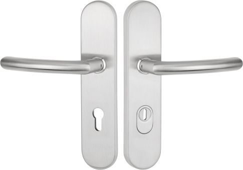 Schutzdrückergarnitur EN3 (ES2) Serie BASIC 04 Edelstahl matt, innen und außen Klinke /Produkte / Schutzklasse ES1 /