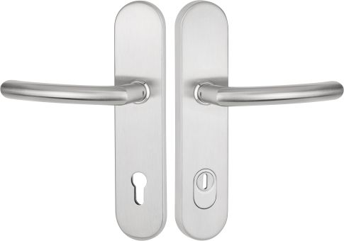 Schutzdrückergarnitur EN3 (ES2) Serie BASIC 04 Edelstahl matt, beidseitig Klinke /Produkte / Schutzklasse ES1 /