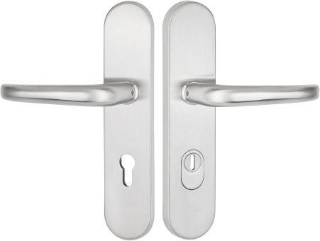 Schutzdrückergarnitur EN3 (ES2) Serie BASIC 06 Edelstahl matt, innen und außen Klinke /Produkte / Schutzklasse ES2 /