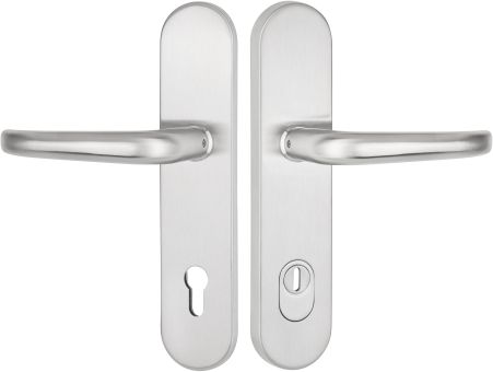 Schutzdrückergarnitur Serie BASIC 06 Edelstahl matt, innen und außen Klinke /Produkte / Schutzbeschläge Serie 2089