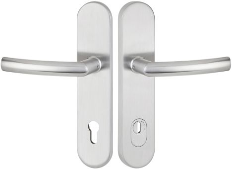 Schutzdrückergarnitur EN3 (ES2) Serie BASIC 07 Edelstahl matt, innen und außen Klinke /Produkte / Schutzklasse ES1 /