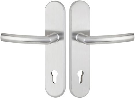 Schutzdrückergarnitur Serie BASIC 07 Edelstahl matt, innen und außen Klinke /Produkte / Schutzklasse ES1 /