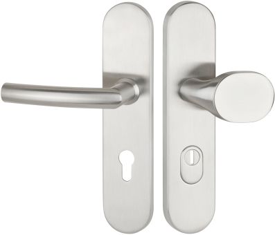 Schutzwechselgarnitur Serie BASIC 07 Edelstahl matt, außen feststehender Knopf /Produkte / Schutzklasse ES1 /