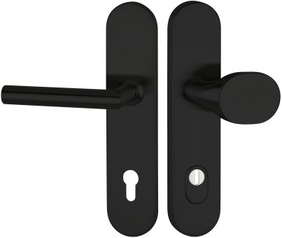 Schutzwechselgarnitur Serie BASIC 02 Aluminium schwarz, außen feststehender Knopf /Produkte / Schutzklasse ES1 /