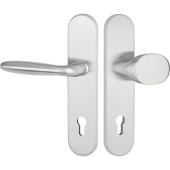 Schutzwechselgarnitur Serie DREAM Edelstahl matt, außen feststehender Knauf 92mm für Haustüren | OHNE | außen Knopf feststehend