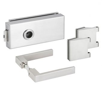 Glastürbeschlagset Serie ONE "SQUARE" mit Drücker und Bandpaar unverschließbar (OL/UV) / /