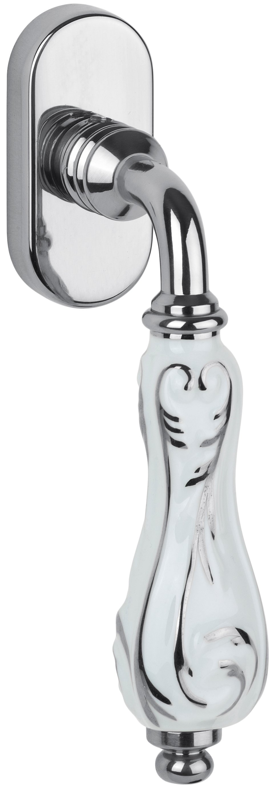  Artikelbild 1 des Artikels “Fenstergriff DK Flora Glanzchrom/weiß Silber 40 mm“
