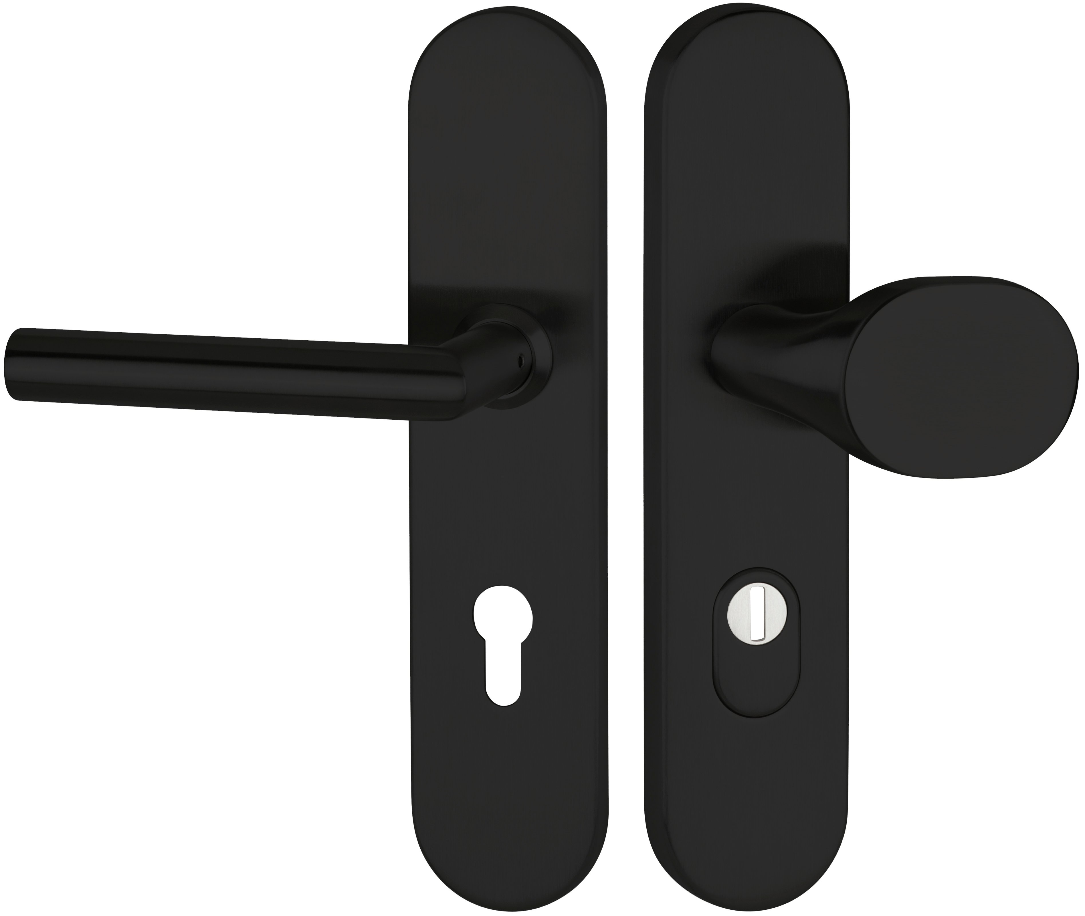  Artikelbild 1 des Artikels “Schutzwechselgarnitur Serie BASIC 02 Aluminium schwarz, außen feststehender Knopf 72mm für Wohnungseingangstüren | MIT | außen Knopf feststehend“