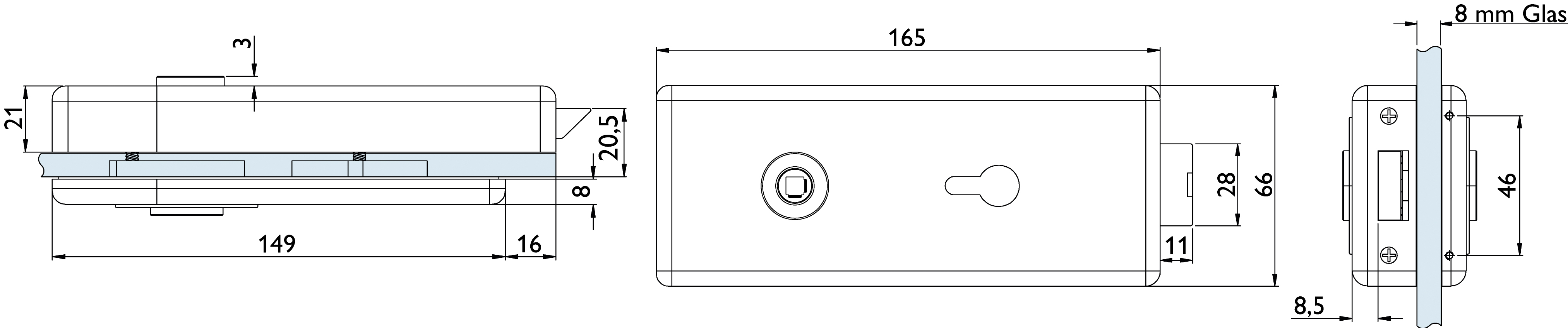  Artikelbild 2 des Artikels “Glastürschloß Genova PZ Edelstahl matt PZ vorgerichtet | OHNE“