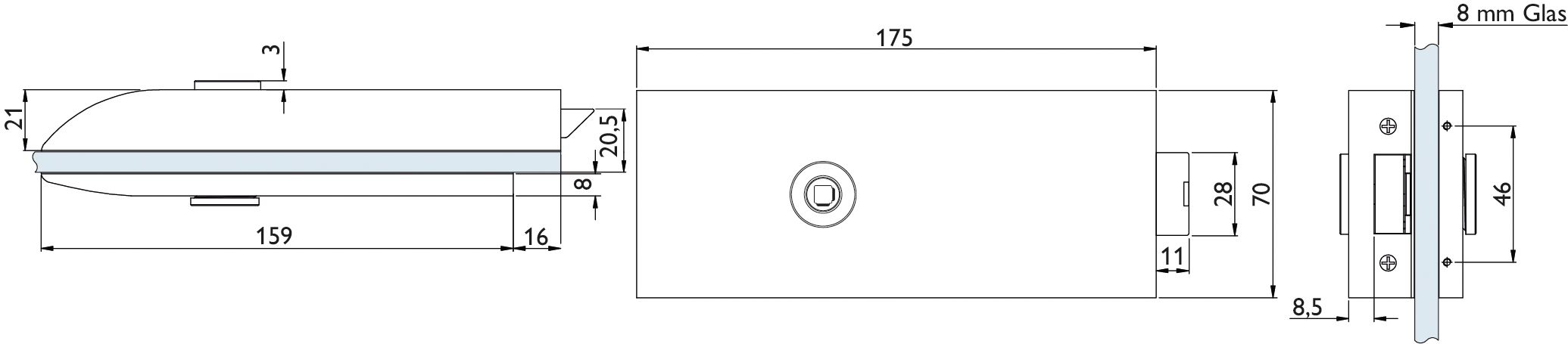  Artikelbild 2 des Artikels “Glastürschloß Bari OL/UV Edelstahl matt OL/UV“