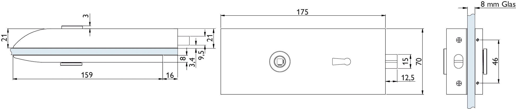  Artikelbild 2 des Artikels “Magnet Glastürschloß Bari BB Edelstahl matt BB“