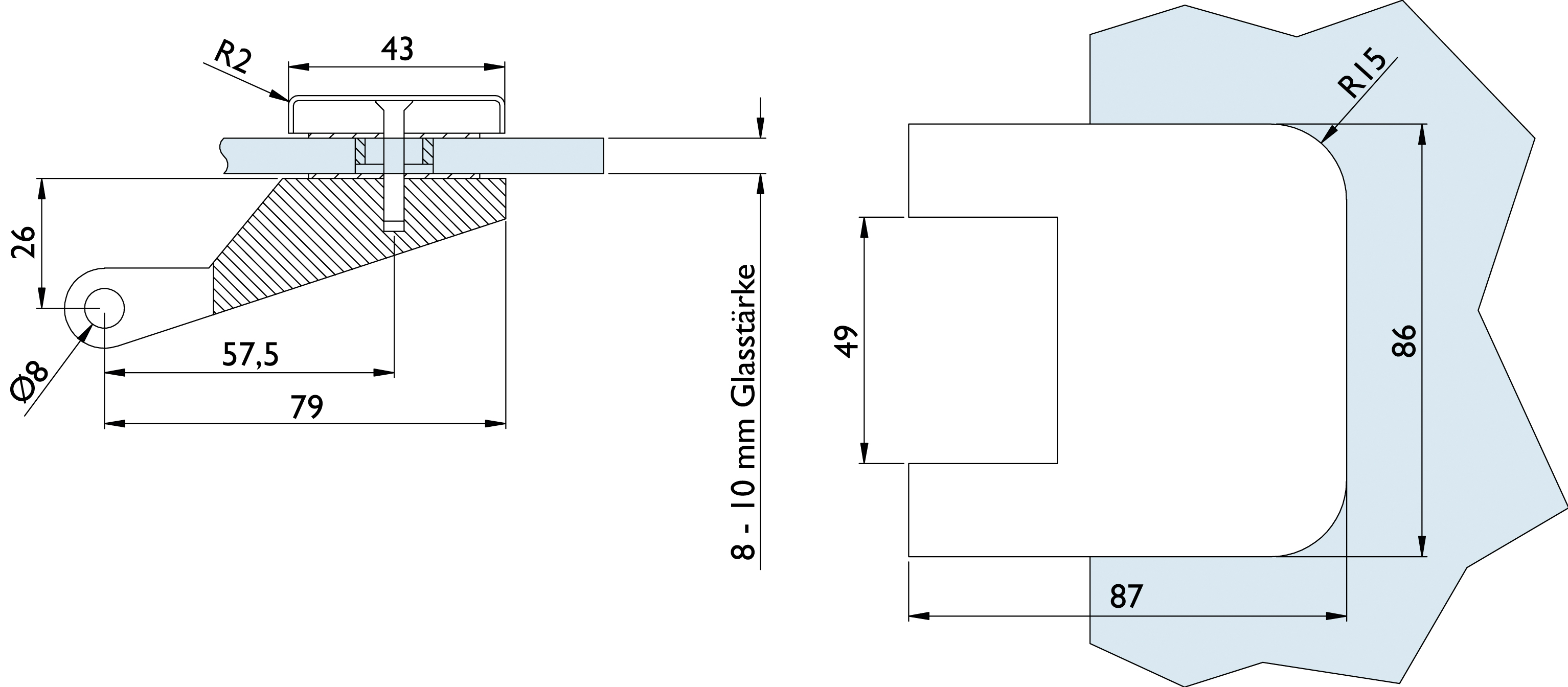  Artikelbild 3 des Artikels “Glastürbeschlagset Venezia OL/UV Edelstahl poliert OL/UV | MIT | OHNE“