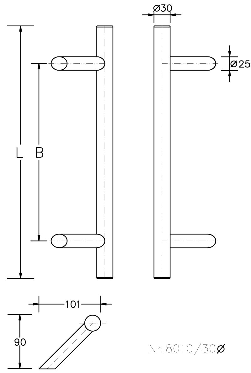  Artikelbild 3 des Artikels “Edelstahl Stoßgriff 8010 mit schrägen Stützen V2A “